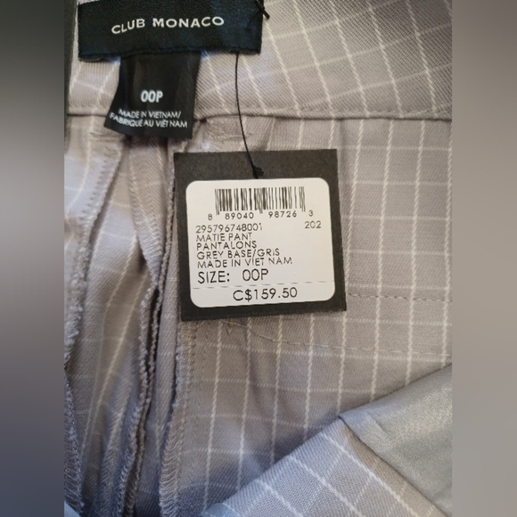 Club Monaco Gray Cropped Ankle Pants NWT Size 00 - Picture 7 of 10